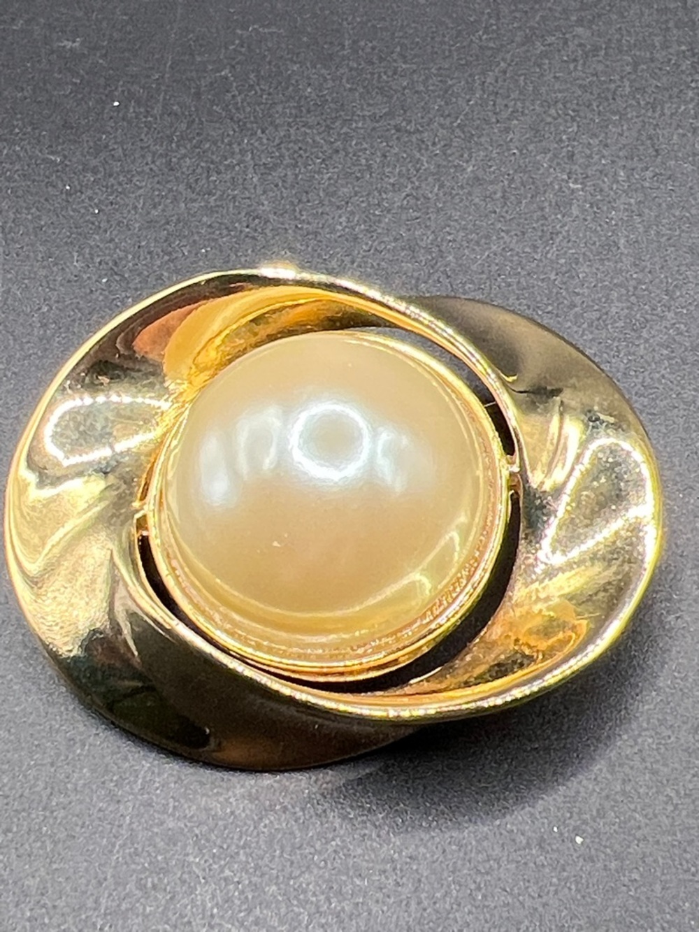 M JENT Brooch with Faux Pearl Center